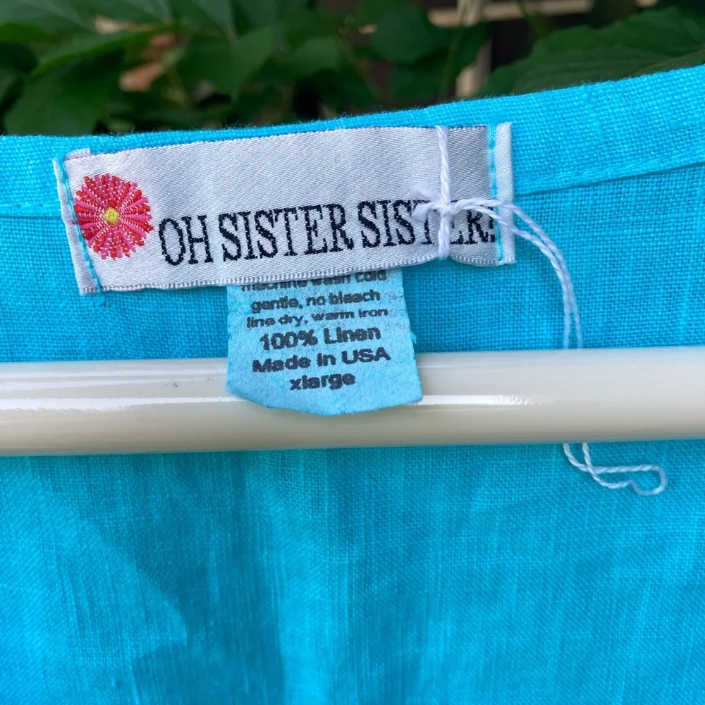 Linen tunic, aqua blue, xtra large - Picture 2 of 3